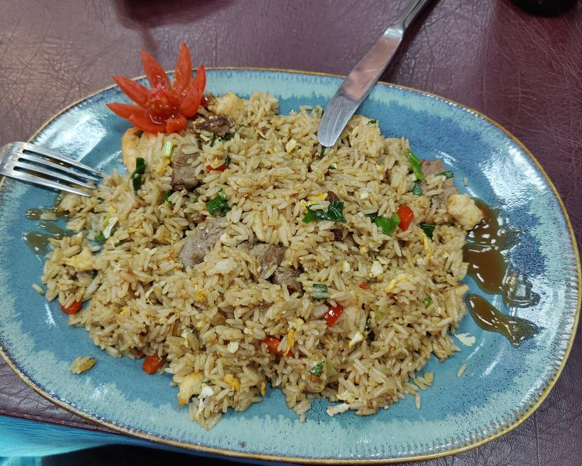 House-special chaufa Peruvian-Chinese fried rice.