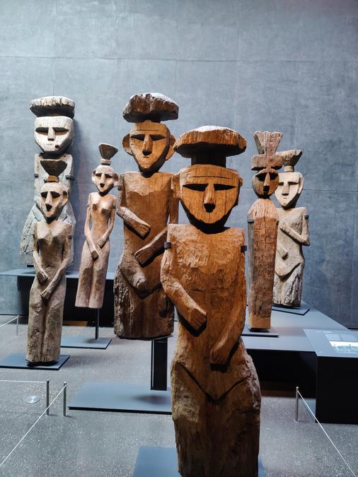 Carved wooden figures the size of a man.