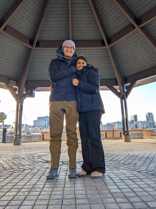 Me and Aishwarya under the gazebo at Parc du Dieppe.