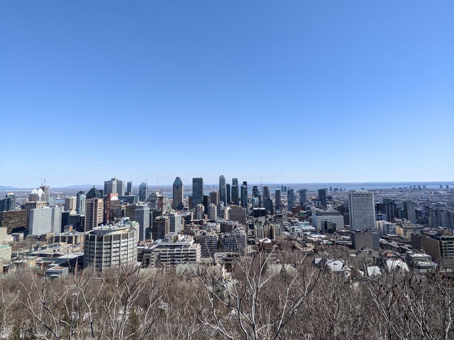 Montreal in front of the river from Mount Royal.