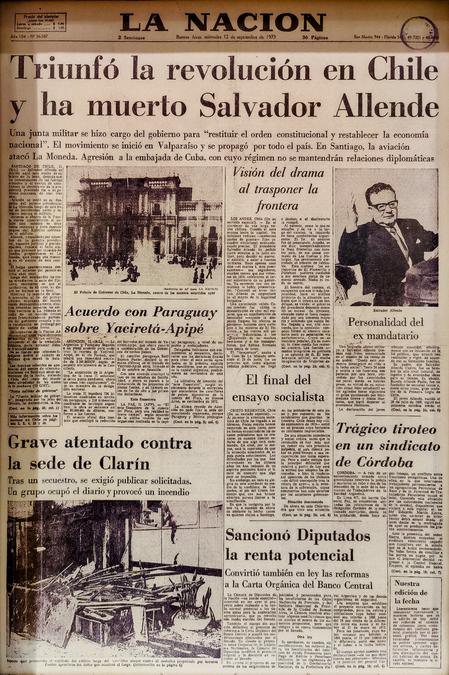 The front page of La Nación reporting on the coup.