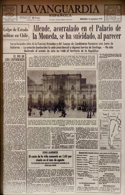 The front page of La Vanguardia Española reporting on the coup.