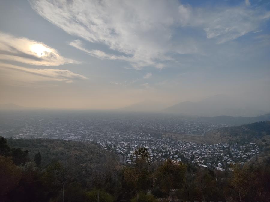 Smoggy view of Santiago from Cerro San Cristóbal.