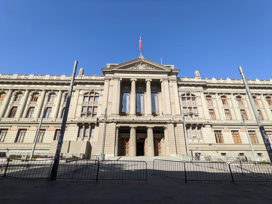 The front of the Palace of the Courts of Justice.