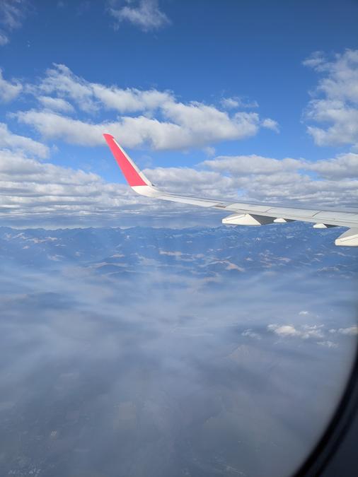 Flying over the Andes.